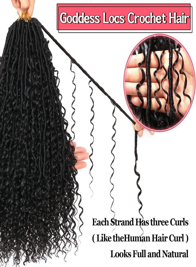 AMUMI Goddess Locs Crochet Hair-18 Inch 8 Packs Boho Faux Locs Crochet Hair for Black Women Pre Looped Soft Locs with Curly Ends (1B#, 18 Inch(Pack of 8)) - Image 5